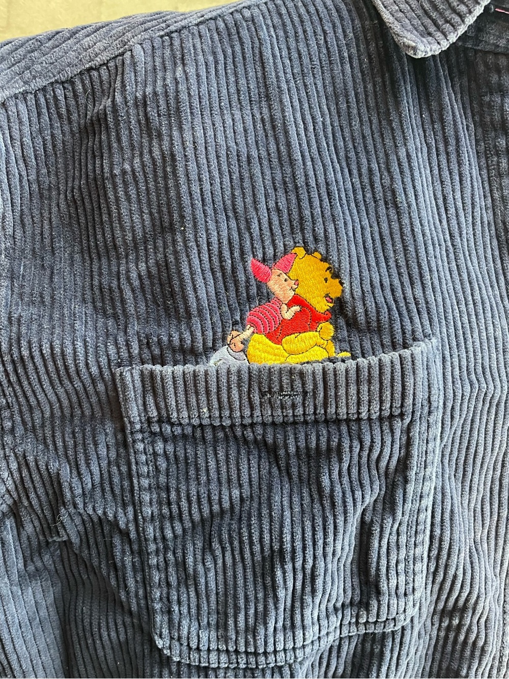 Vintage winnie the Pooh corduroy button down shirt size XL navy blue - Picture 4 of 7